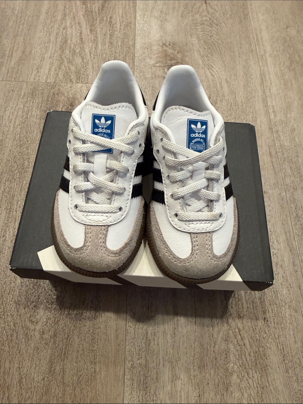 Adidas Samba Kids White & Black Gazelle-Inspired Sneakers